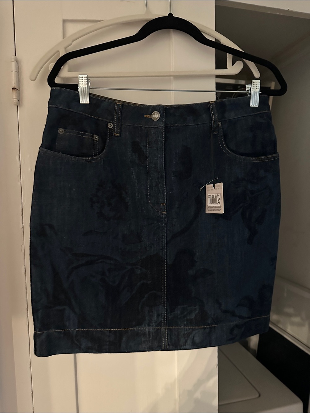 Moschino Dark Blue Statues and Angels Denim Mini Skirt - Picture 8 of 8